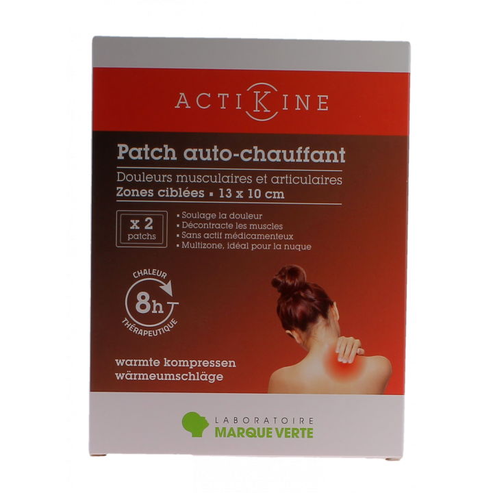 Actikine patch auto-chauffant Marque Verte - boite de 2 patchs de 13x10cm