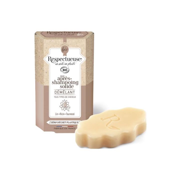 Après-shampooing solide démêlant bio Respectueuse - pain de 40g