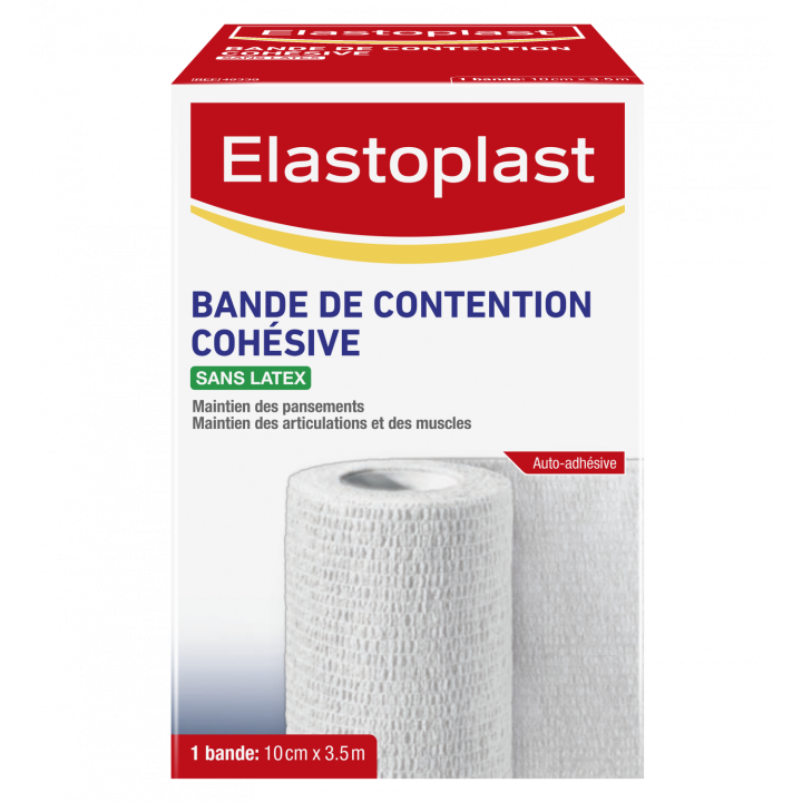Bande de contention cohésive sans latex Elastoplast - bande de 10cm x 3,5m coloris blanc