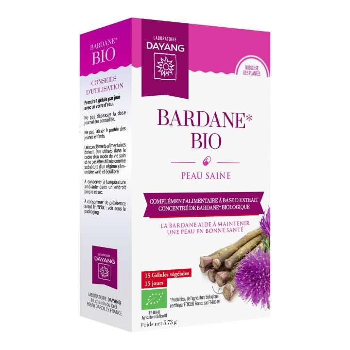 Bardane bio peau saine Dayang - boîte de 15 gélules végétales