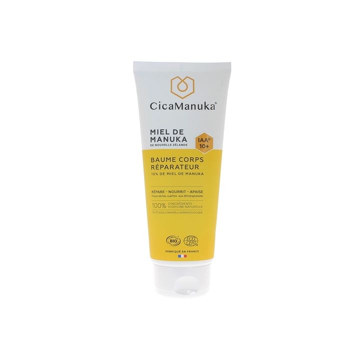 Baume corps réparateur 10% de Miel de Manuka IAA 10+ bio CicaManuka - tube de 200 ml