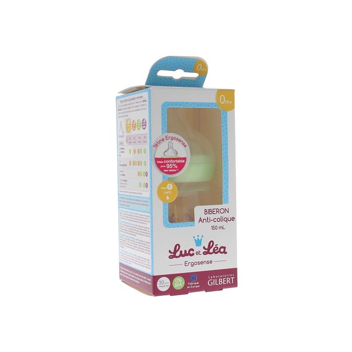 Biberon anti-colique Ergosense 0 mois et + Luc et Léa - un biberon de 150 ml