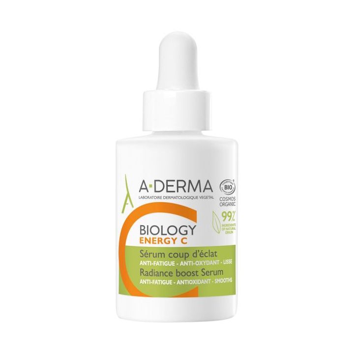 Biology Energy C sérum coup d'éclat bio A-Derma - flacon compte-goutte de 30ml