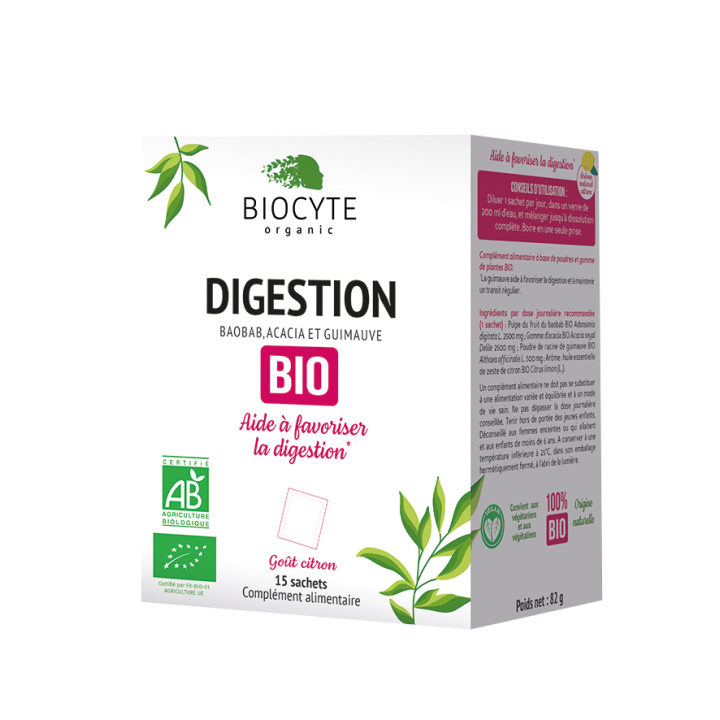 Digestion bio goût citron Biocyte - boîtes de 15 sachets