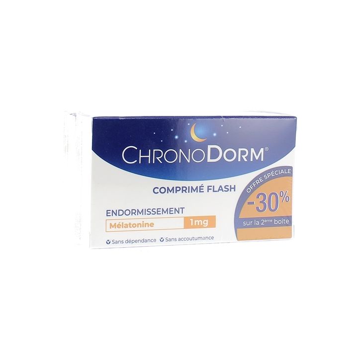 Chronodorm mélatonine 1 mg Iprad - 2 boites de 30 comprimés