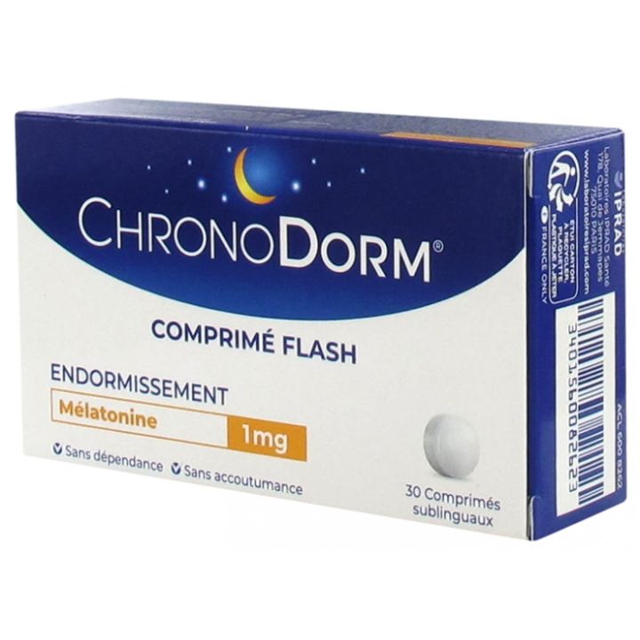 Chronodorm mélatonine 1mg Iprad - boîte de 30 comprimés sublingaux