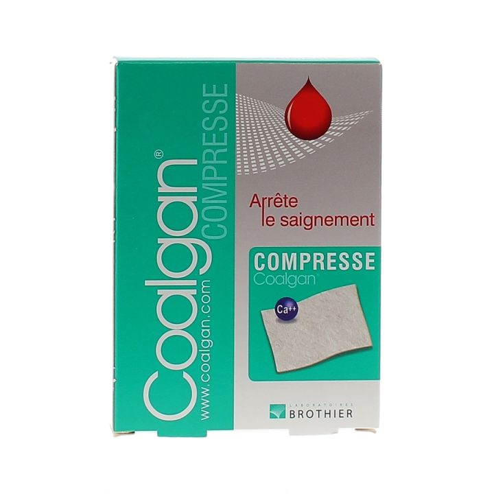 Coalgan compresse arrête le saignement Brothier - boîte de 5 compresses hémostatiques