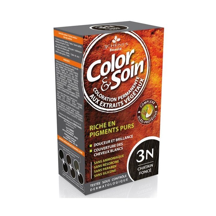 Color & soin coloration permanente Châtain foncé 3N Les 3 chênes - 1 kit