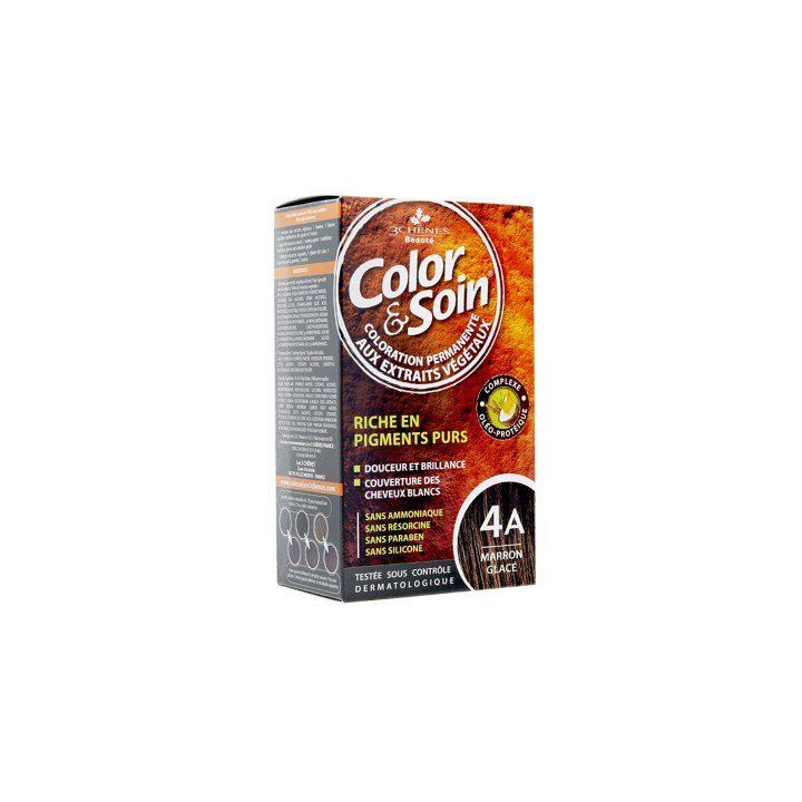 Color & soin coloration permanente marron glacé 4A Les 3 chênes - 1 kit