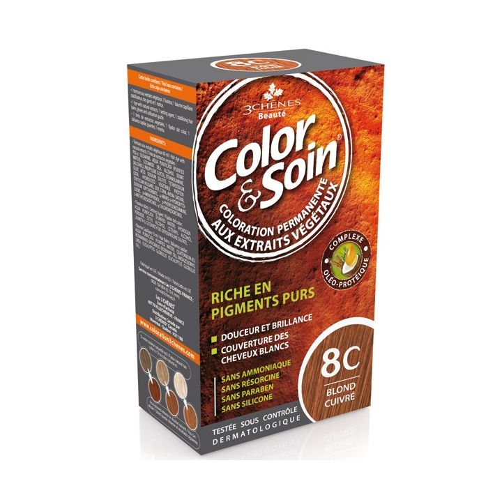 Color & soin coloration permanente Blond cuivré 8C Les 3 chênes - 1 kit