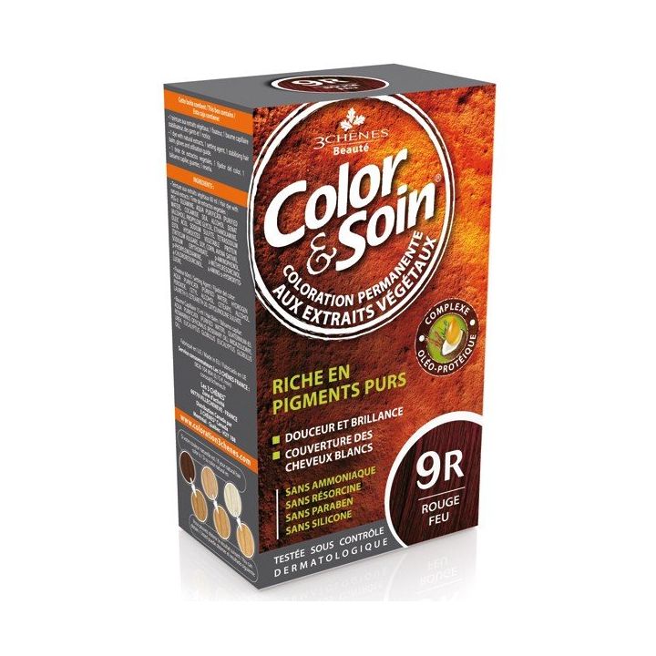 Color & soin coloration permanente Rouge feu 9R Les 3 chênes - 1 kit