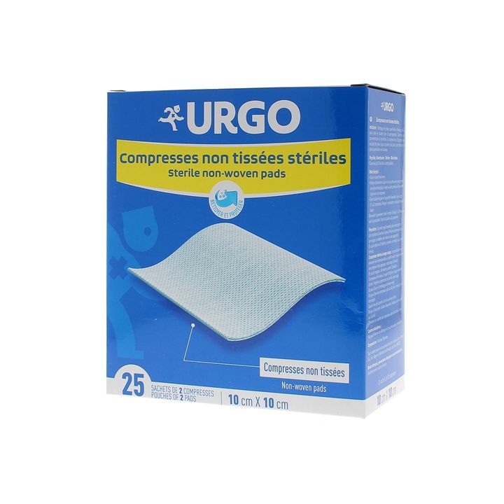 Compresses stériles non tissé Urgo - 25 sachets de 2 compresses 10 x 10 cm