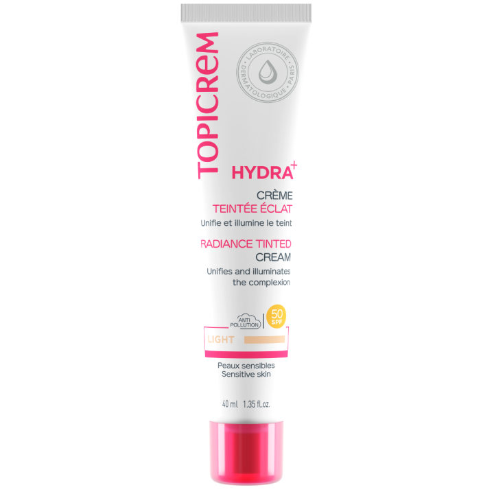 Hydra+ Crème teintée éclat Light SPF 50 Topicrem - tube de 40 ml