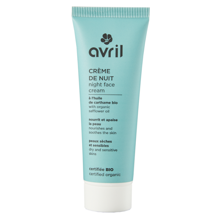 Crème de nuit peaux sèches et sensibles bio Avril - tube de 50 ml