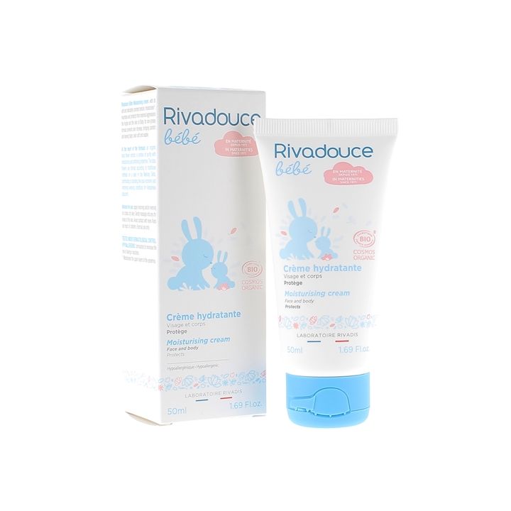 Crème hydratante bio visage et corps bébé Rivadouce - tube de 50 ml