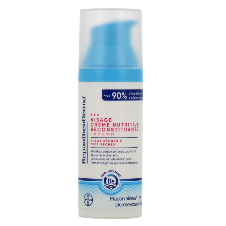 Crème nutritive reconstituante visage BepanthenDerma - flacon-pompe de 50ml