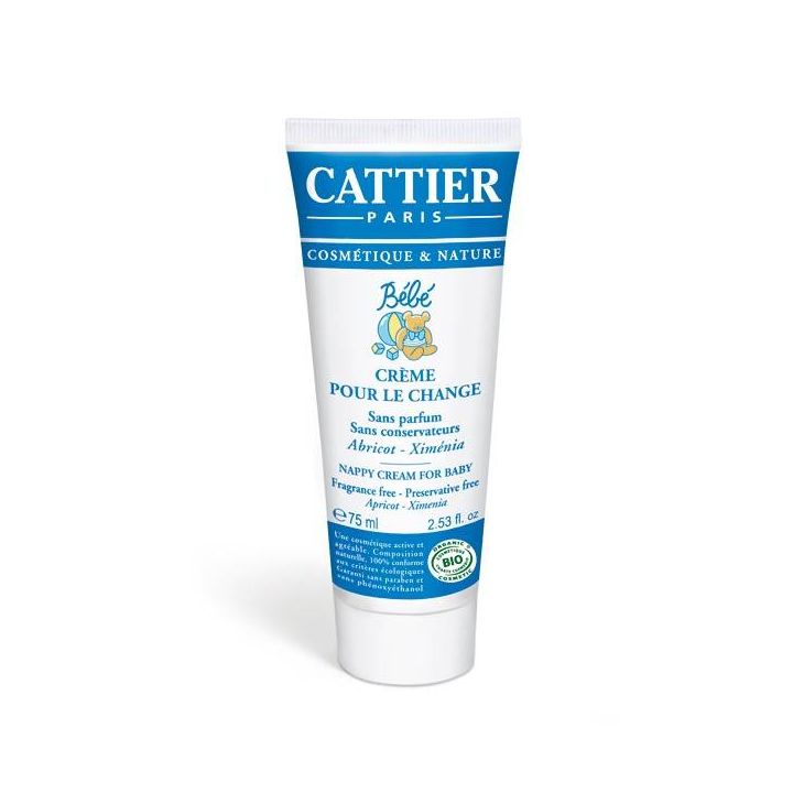 Crème protectrice pour le change bébé BIO Cattier - tube 75 ml