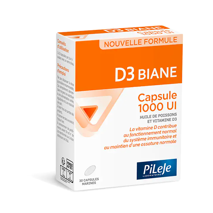 D3 Biane capsule 1000 UI PiLeJe - boîte de 30 capsules