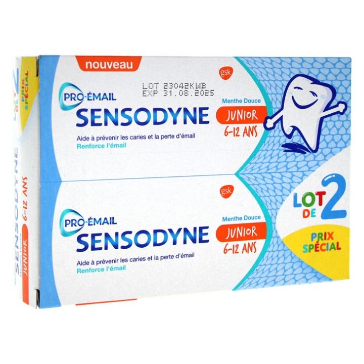 Dentifrice Junior Sensodyne - lot de 2 tubes de 50 ml