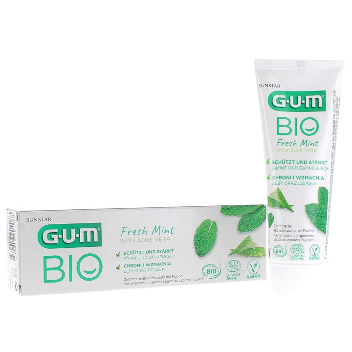 Dentifrice bio à l'Aloe Vera menthe fraîche Gum - tube de 75 ml