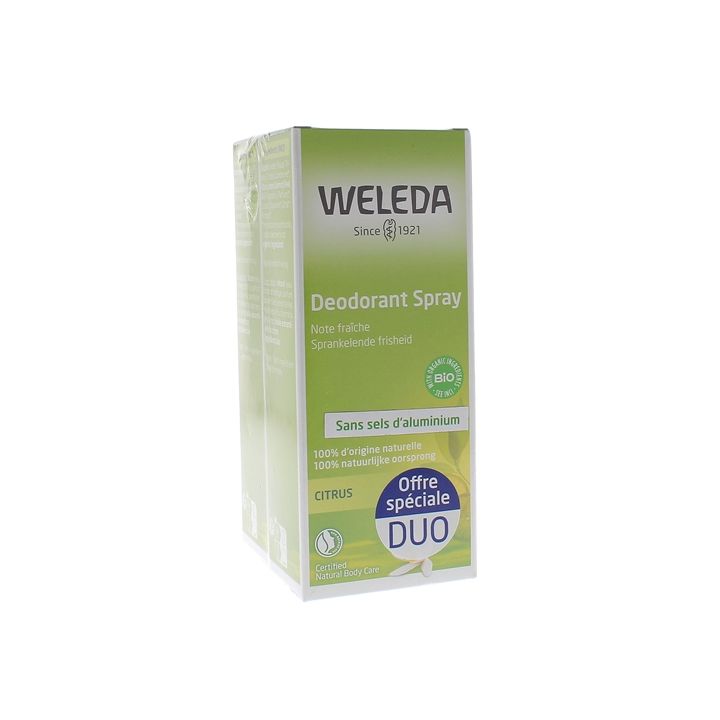 Déodorant aux huiles essentielles naturelles Weleda - lot de 2 déodorants de 100 ml