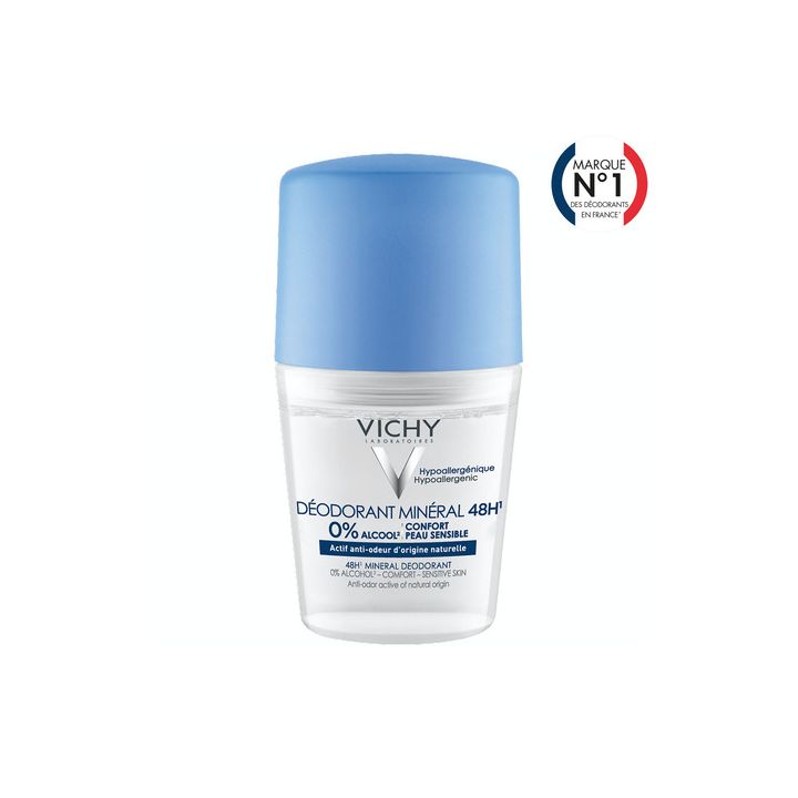 Déodorant bille sans sels d'aluminium minéral 48h Vichy - roll-on 50ml