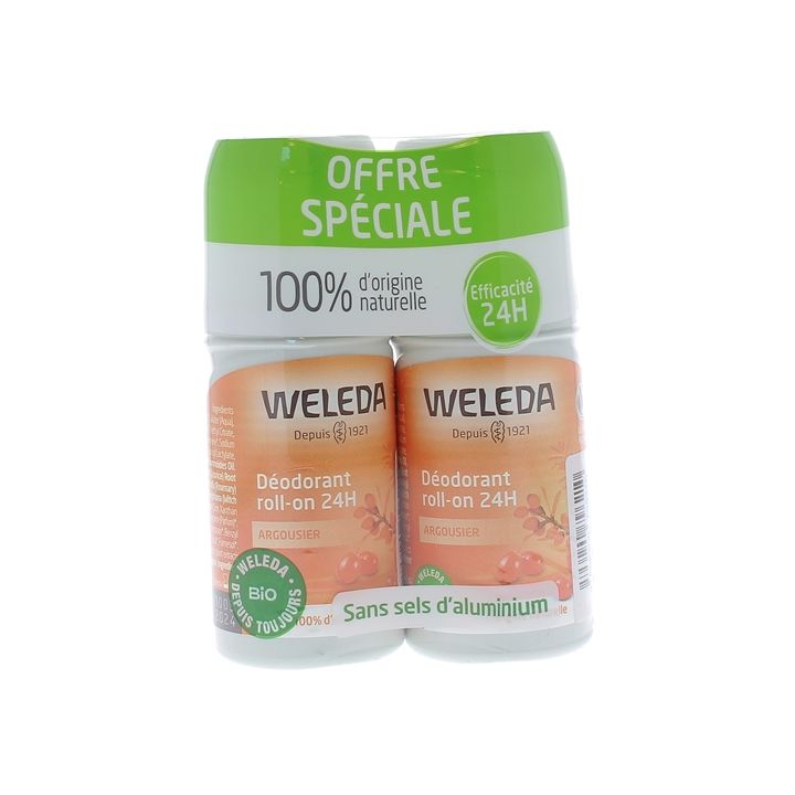 Déodorant roll-on 24h Argousier bio Weleda - lot de 2 roll-on de 50 ml