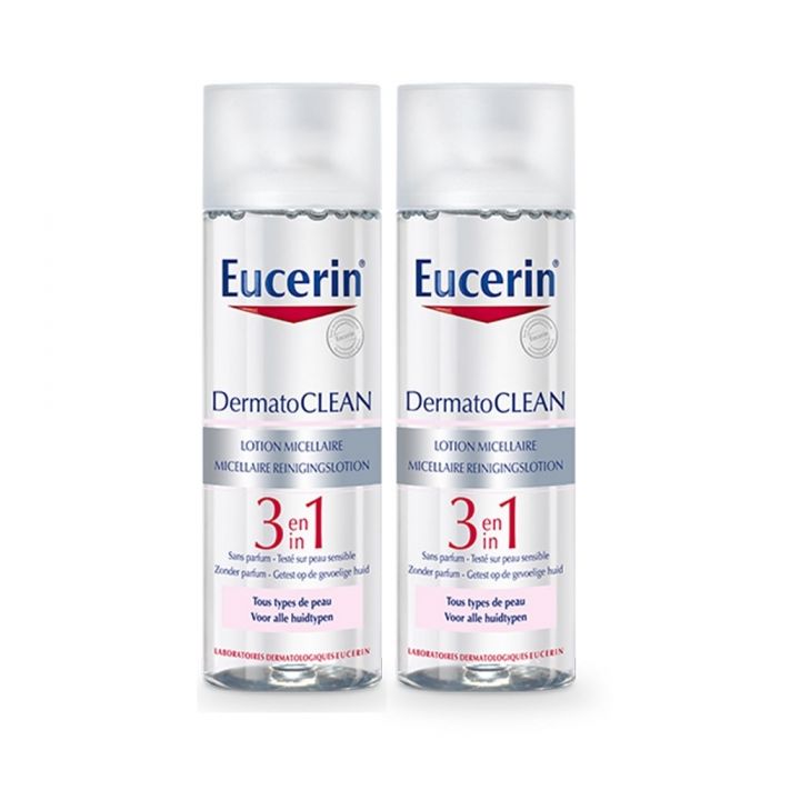 Dermatoclean lotion micellaire 3 en 1 Eucerin - lot de 2 flacons de 400 ml