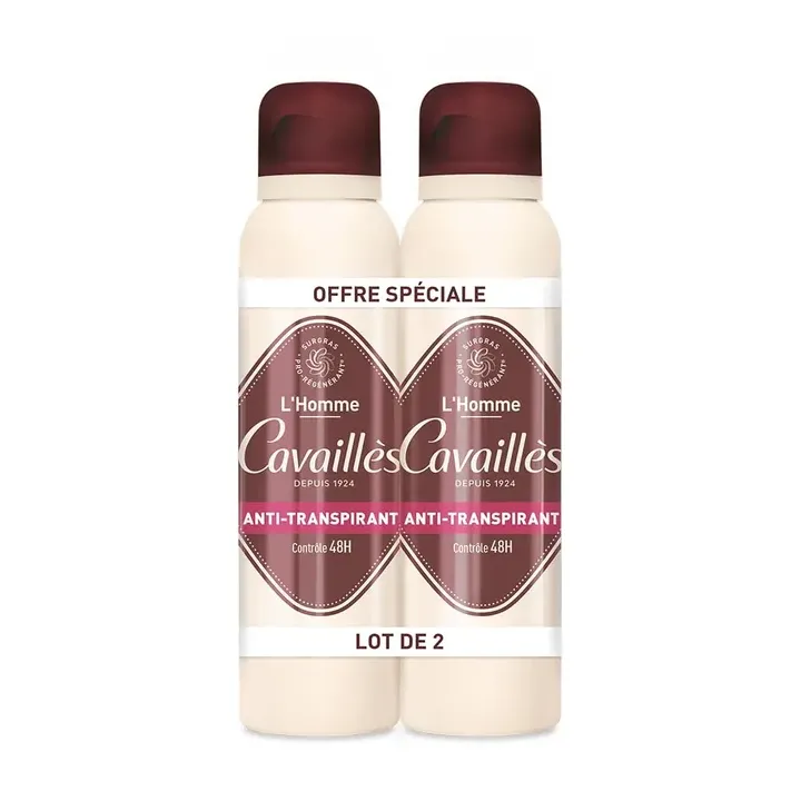 Anti-transpirant homme contrôle 48h Rogé Cavaillès - lot de 2 sprays de 150 ml