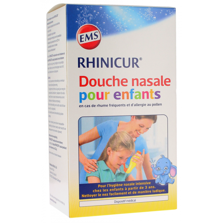 Douche nasale pour enfants Rhinicur - boîte d'une douche nasale + 4 sachets de sel de rinçage nasal pour enfants