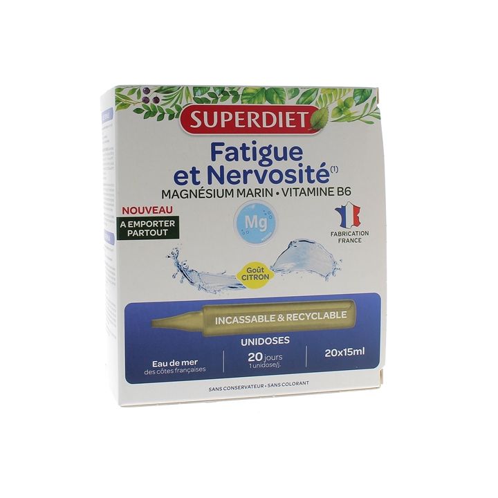 Fatigue et nervosité Superdiet - boîte de 20 unidoses de 15ml