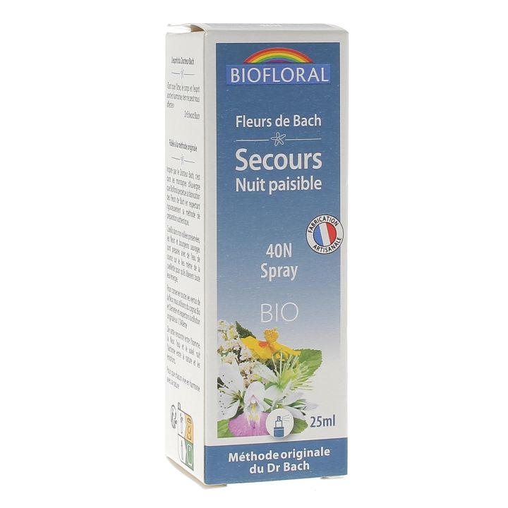 Fleurs de Bach Secours Nuit paisible 40N Spray bio Biofloral - spray de 25ml