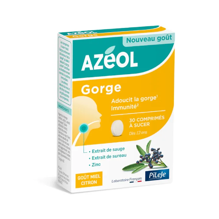 Azéol Gorge goût miel citron Pileje - boite de 30 comprimés à sucer