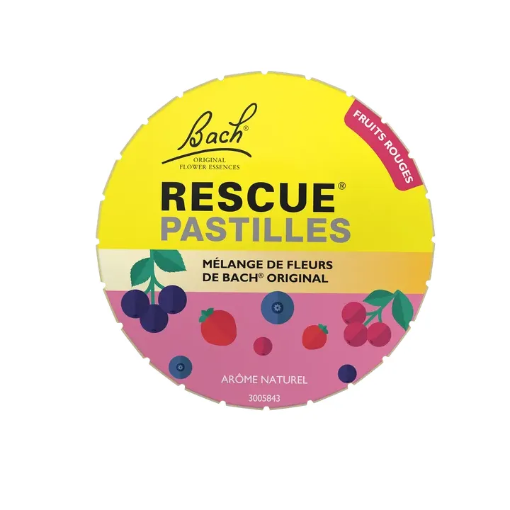 Fleurs de Bach Rescue pastilles saveur fruits rouges Famadem - boite de 50g