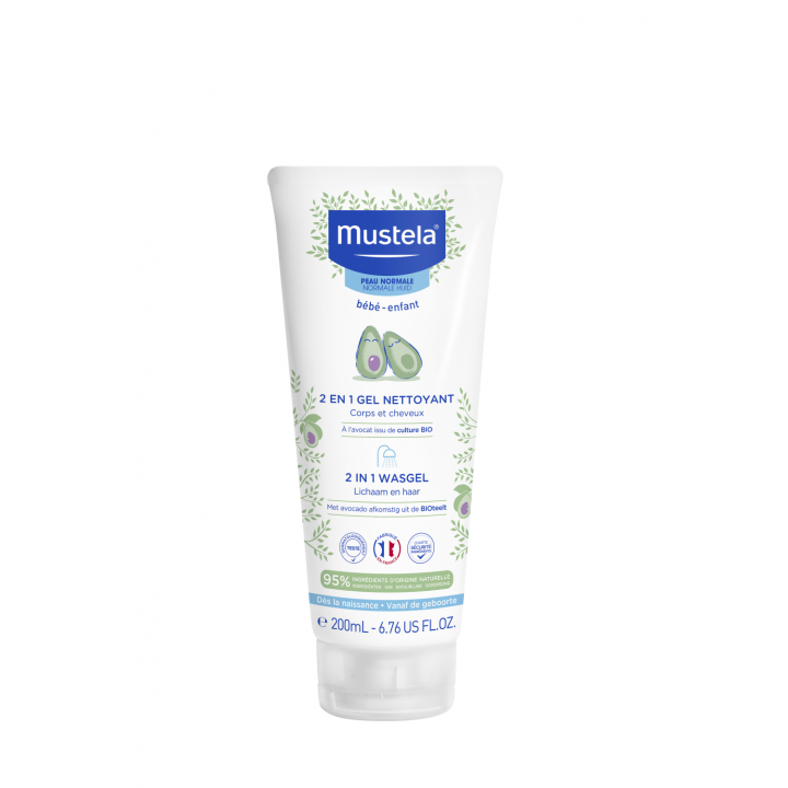 Gel nettoyant 2 en 1 corps et cheveux Mustela - tube de 200 ml