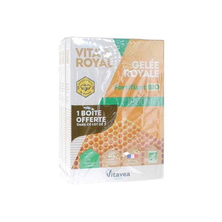 Gelée royale Bio 1800 mg Nutrisanté - Lot de 3 boites de 10 ampoules