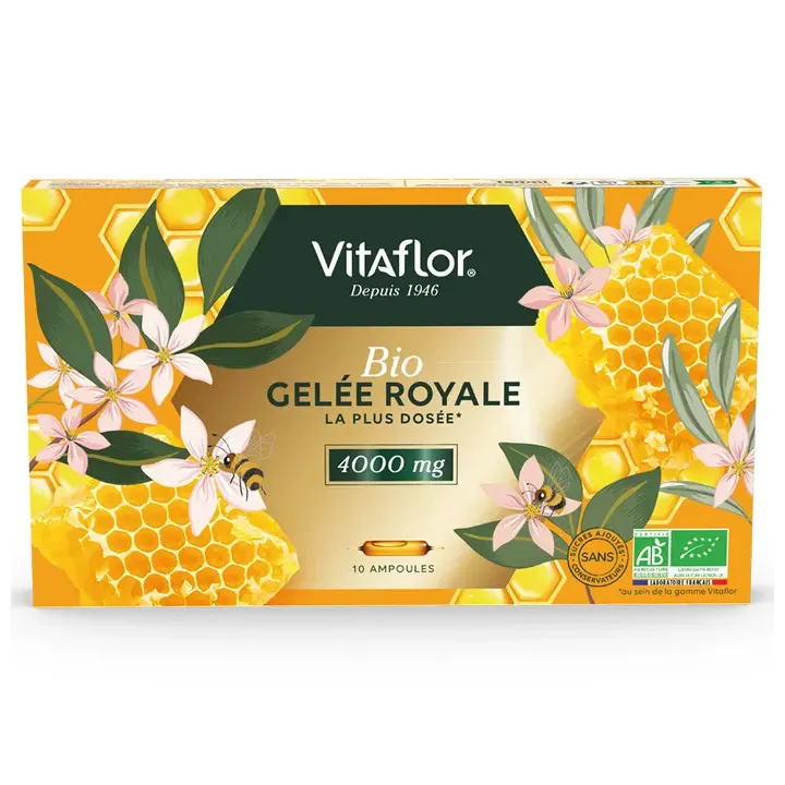 Gelée royale bio 4000mg Vitaflor - boite de 10 ampoules