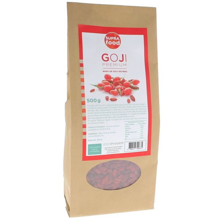 Goji premium baies de goji de l'himalaya Exopharm - sachet de 500 g