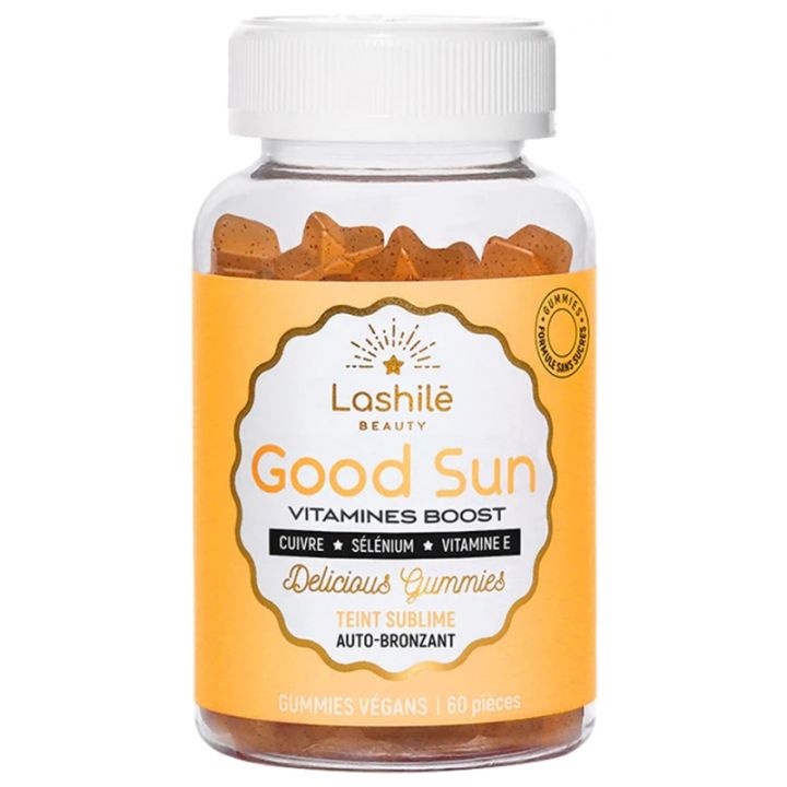 Good Sun vitamines boost teint sublime auto-bronzant Lashilé Beauty - pot de 60 gummies