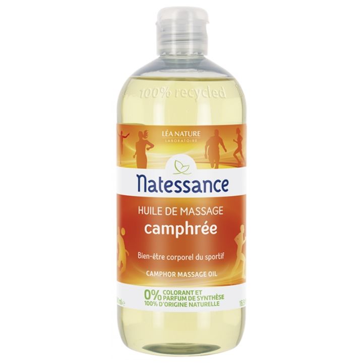 Huile de massage Camphrée Natessance - flacon de 500 ml