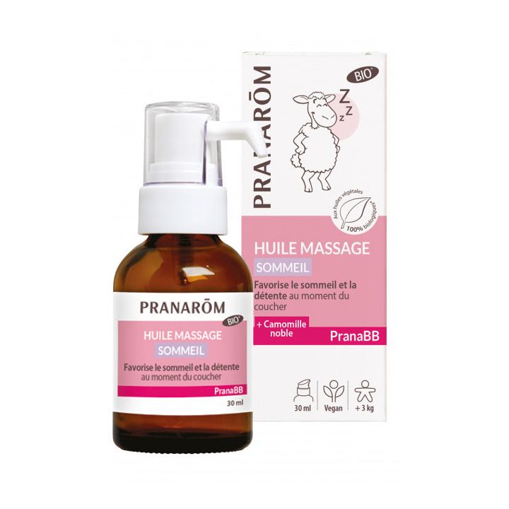 Huile de massage Sommeil Bio PranaBB Pranarôm - flacon pompe de 30 ml