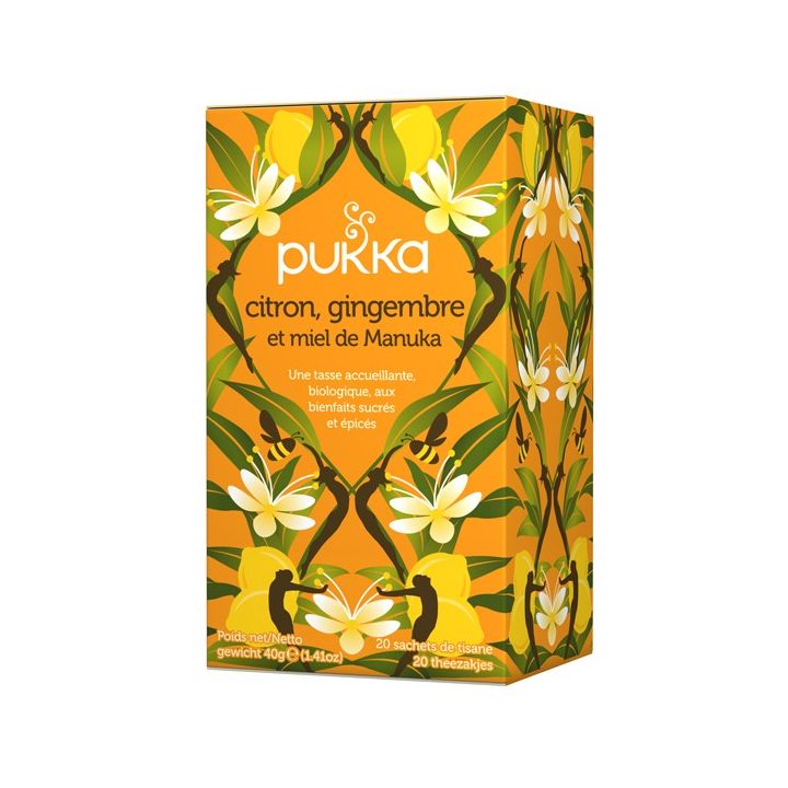 Infusion Citron Gingembre & Miel de Manuka bio Pukka - boîte de 20 sachets