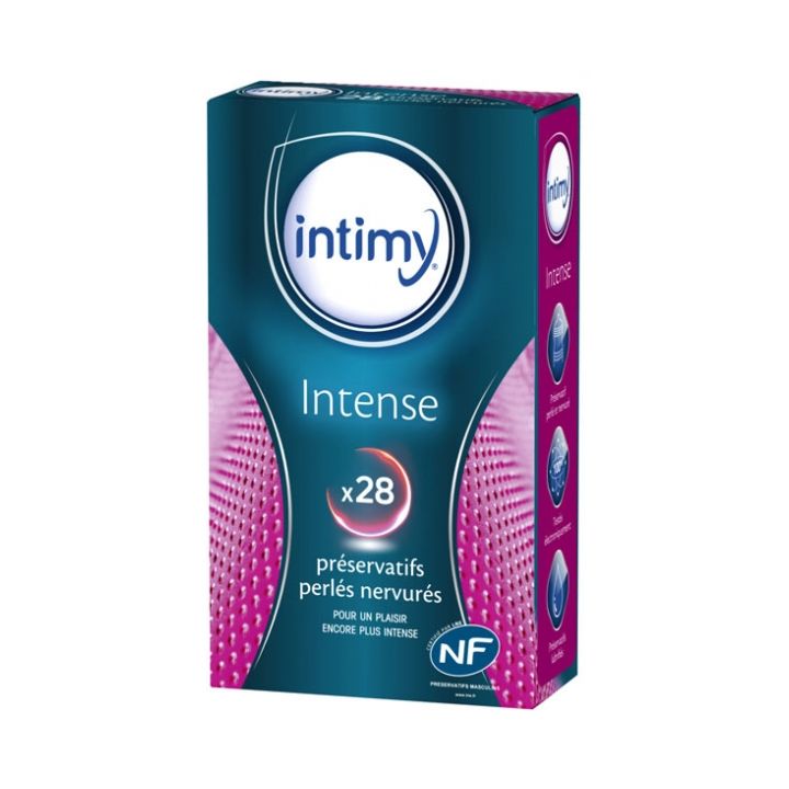 Intense préservatifs perlés nervurés Intimy - boîte de 28 préservatifs
