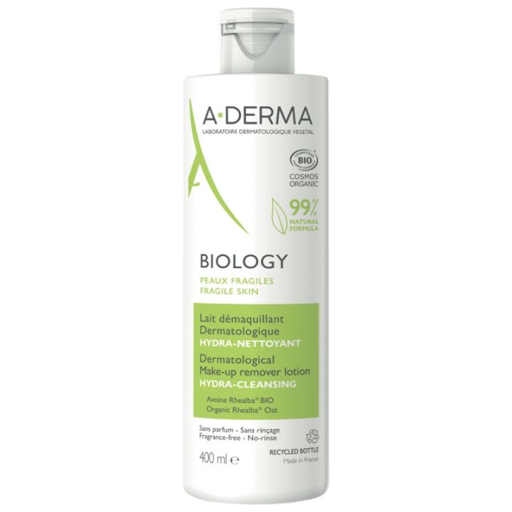 Biology Lait démaquillant Hydra-Nettoyant A-Derma - flacon de 400ml