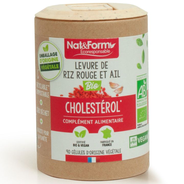 Levure de riz rouge Ail bio Ecoresponsable Nat&Form - boîte de 200 gélules