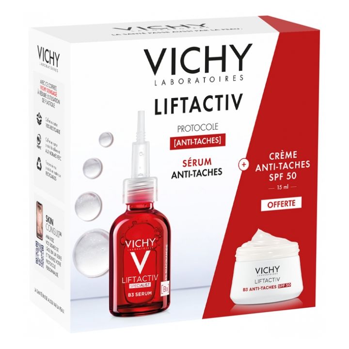 LiftActiv Specialist B3 Sérum taches brunes & rides + B3 Anti-Dark Spots Crème SPF50 15 ml offerte Vichy - coffret de 2 produits