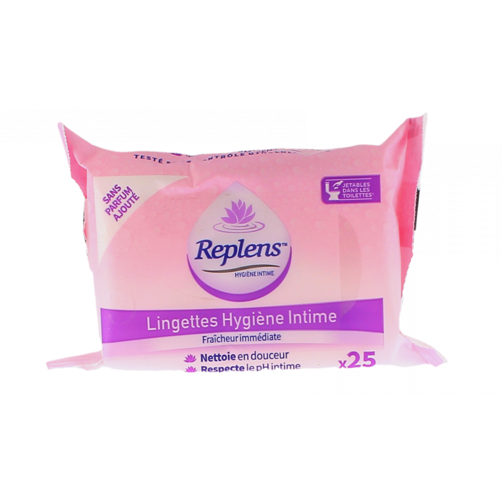 Lingettes hygiène intime Replens - sachet de 25 lingettes