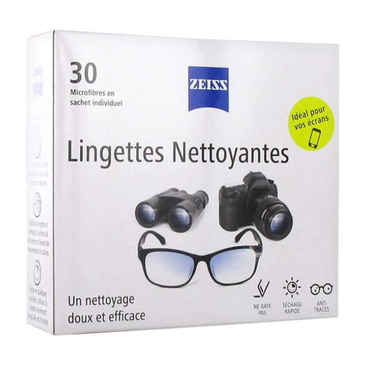 Lingettes nettoyantes pour lunettes Zeiss - boite de 30 lingettes