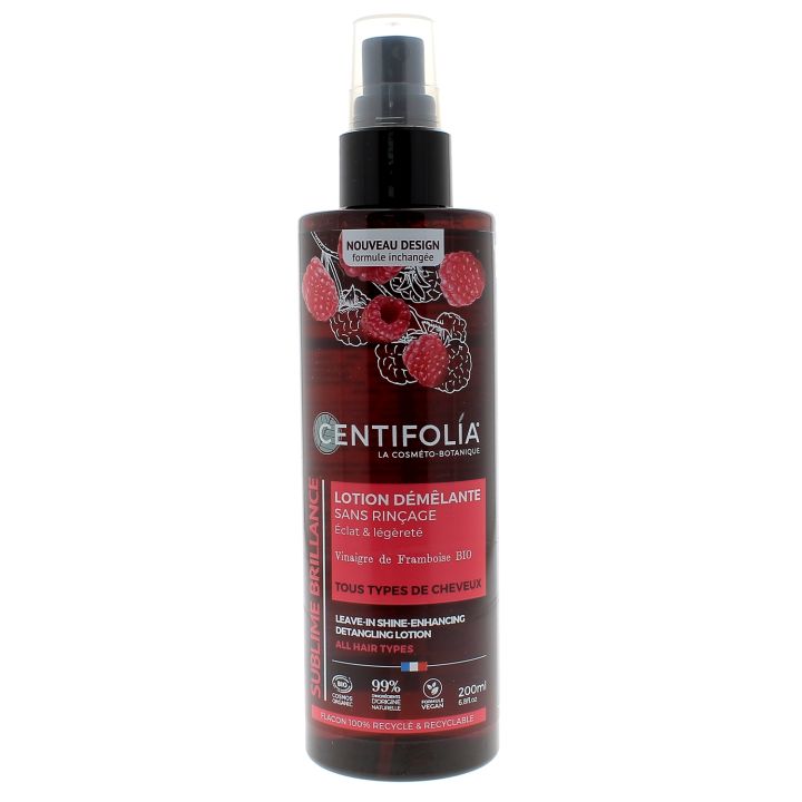 Lotion démêlante sans rinçage au vinaigre de framboise Centifolia - flacon de 200ml
