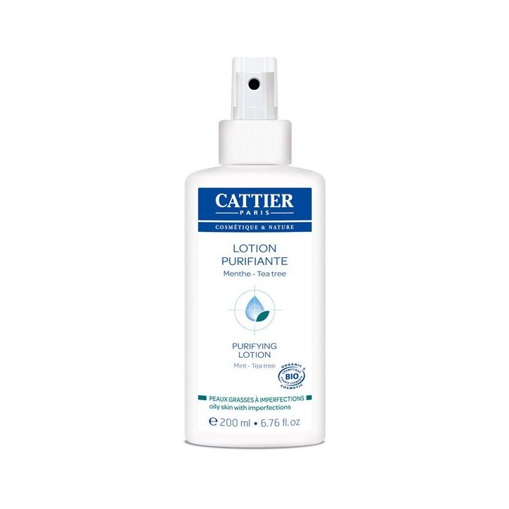Lotion purifiante, peaux grasses à imperfections bio Cattier - spray de 200 ml